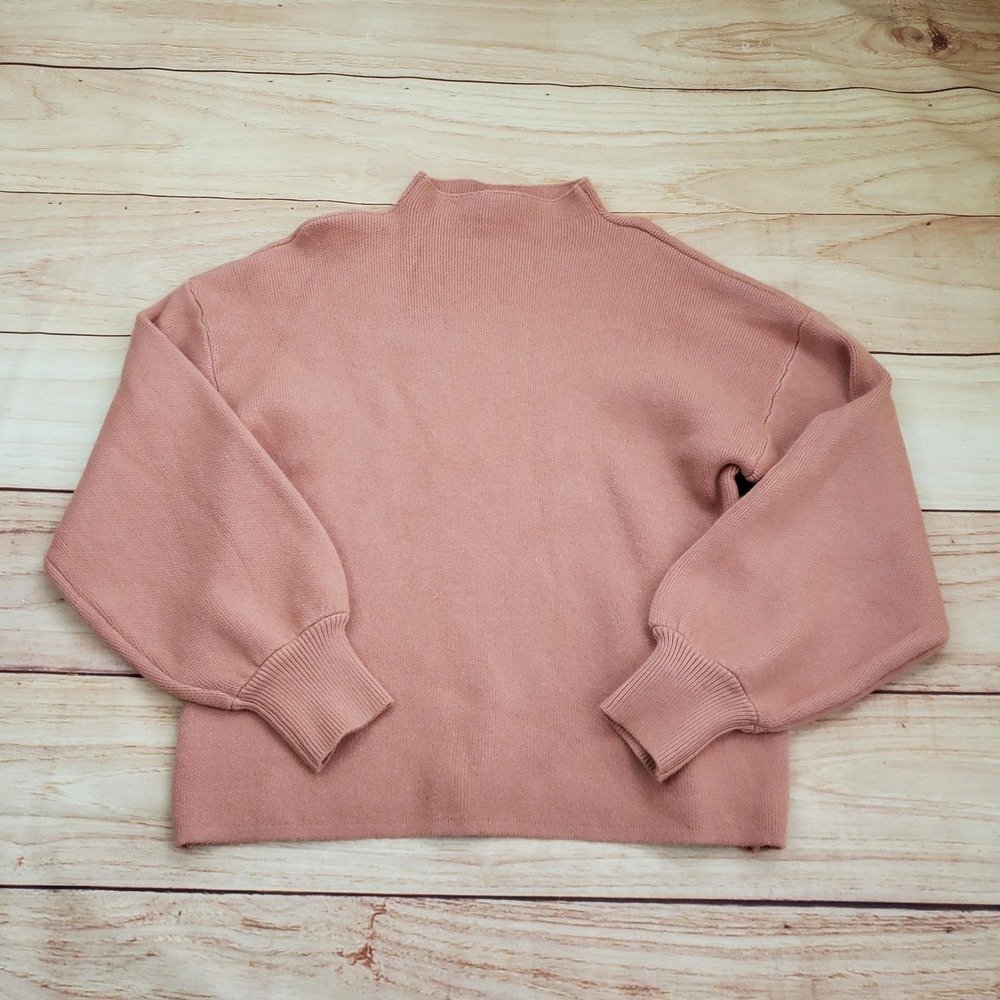Vici Sweater Womens Small Pink‎ Mock Neck Pullover Balloon Sleeve Soft Knit